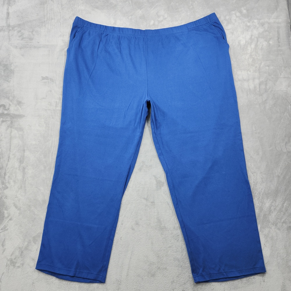 Woman Within Pants Womens 5X 38/40 TALL Blue Pull On Stretch Knit Casual Comfort